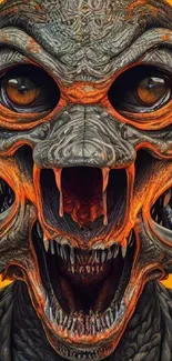 Detailed alien creature in vivid orange art wallpaper.