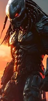 Fierce alien warrior in sci-fi setting