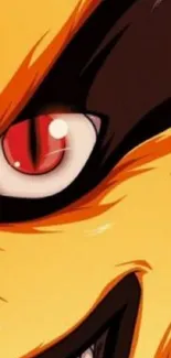 Anime eye with vivid red and orange colors.