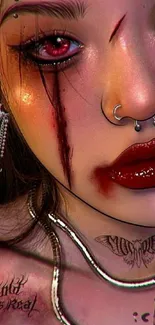 Fierce artistic portrait with piercings.