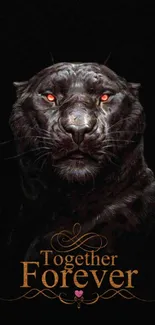 Fierce panther with 'Together Forever' text on dark background.