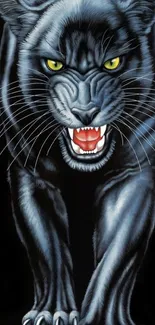 Fierce black panther with vivid details and sharp features.