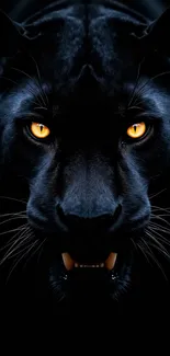 Fierce black panther with glowing eyes