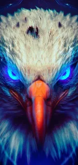 Fierce blue-eyed eagle mobile wallpaper with vivid colors.