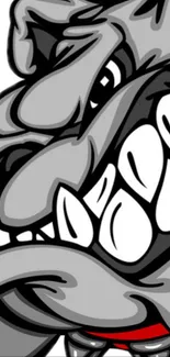 Fierce bulldog graphic in grayscale design for mobile wallpaper.