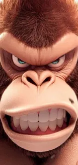Fierce cartoon gorilla with an intense look
