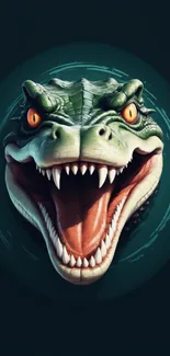 Ferocious crocodile with open mouth art design.