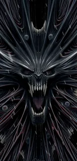 Fierce demon art wallpaper with dark hues and sharp features.