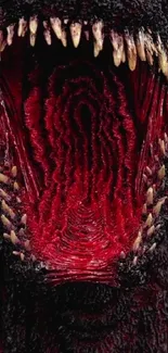 Intense dragon maw with vivid red interior and sharp teeth.