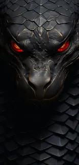 Dramatic dragon eye wallpaper with dark scales and fiery red eyes.