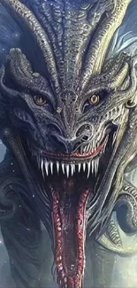 Detailed fantasy dragon art on mobile wallpaper, perfect for epic visuals.