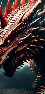 Close-up of a fierce red dragon with detailed scales.