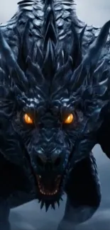Fierce dragon with orange eyes wallpaper.