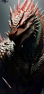 Intricate dragon design with vivid colors on mobile wallpaper.