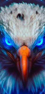 Fierce eagle with glowing blue eyes