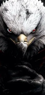 Eagle warrior with fierce red eyes