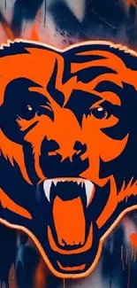 Fierce graffiti bear with bold orange tones and urban art style.