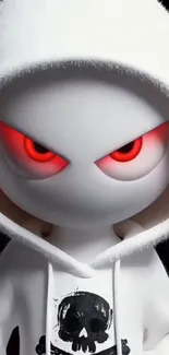 Red-eyed cartoon character in hoodie wallpaper