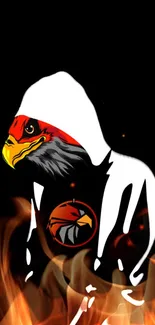 Artistic eagle in hoodie with flame design for mobile wallpaper.