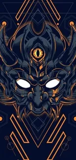 Horned beast with geometric design and bold colors on mobile wallpaper.