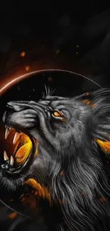 Dynamic digital art of a roaring lion.