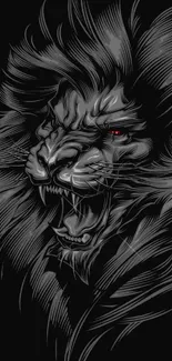 Fierce black and red lion art wallpaper for mobile.