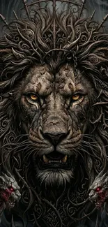 Artistic fierce lion with intricate details.