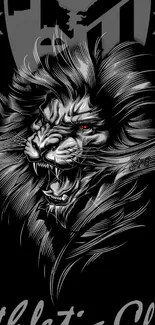 Fierce lion graphic with Athletic Club emblem on a black background.