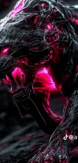 Neon panther with glowing pink highlights in digital art style.
