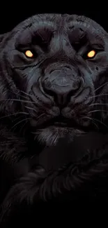 Fierce panther with glowing eyes on a dark background wallpaper.