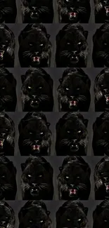 Fierce panther in a striking grid pattern wallpaper.