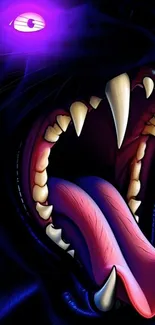 Fierce panther with glowing eyes and sharp teeth