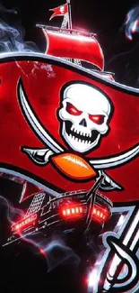 Pirate flag with skull and ship artwork