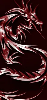 Red metallic dragon on a dark background.