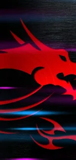 Fierce red dragon on dark textured background, for mobile wallpaper.