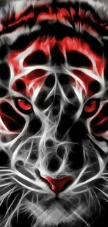 Abstract red and black tiger design for mobile wallpaper.