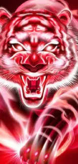 Fierce red tiger illustration with bold energy and vibrant colors