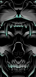 Fierce skull and beast design wallpaper.