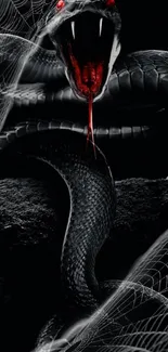 Graphic snake with striking red eyes on a dark background wallpaper.