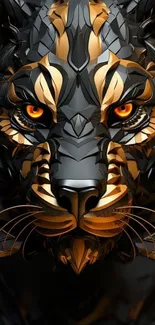 Fierce metallic tiger design with vivid eyes.