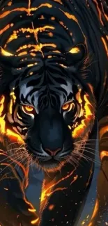 Fiery fantasy tiger digital artwork.