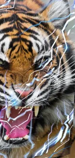 Fierce tiger with an electrifying background