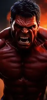 Epic warrior surrounded by fire and intensity.