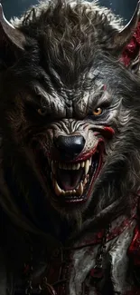 Fierce werewolf snarling in dark fantasy art.