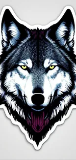 Stylized wolf head with piercing eyes.