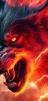 Fierce wolf with glowing eyes and electric aura.
