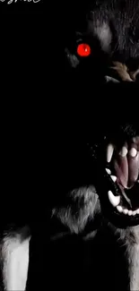 Fierce wolf with glowing red eyes
