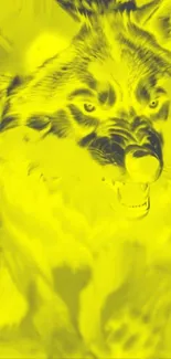 Fierce yellow wolf in artistic style, perfect for phone wallpaper.