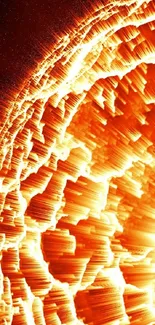 Fiery abstract art wallpaper with orange hues.