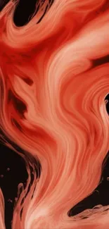 Fiery abstract swirl with red hues on a black background for mobile wallpaper.